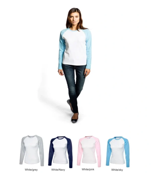 Uneek UC311 Long Sleeve Raglan Contrast Tee